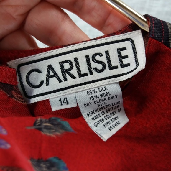 Vintage Carlisle Feather Print Blouse Size 14 Silk - Picture 6 of 6